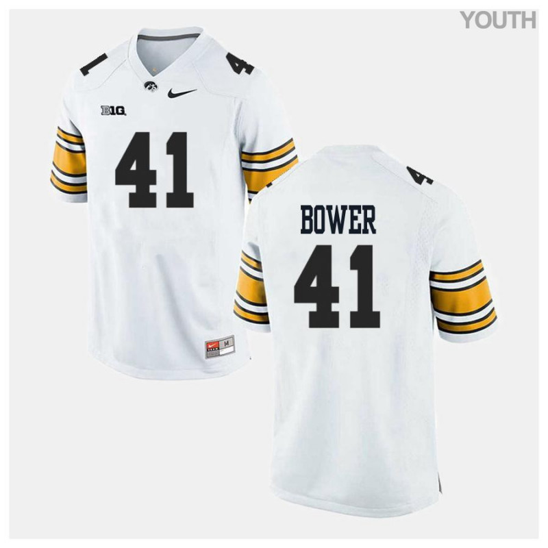 Youth Iowa Hawkeyes NCAA #41 Bo Bower White Authentic Nike Alumni Stitched College Football Jersey ZH34B57HS